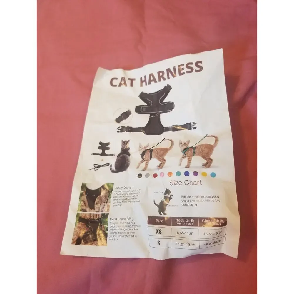 Cat Harness and Leash Dog Harness Size Small Black Megaplex
